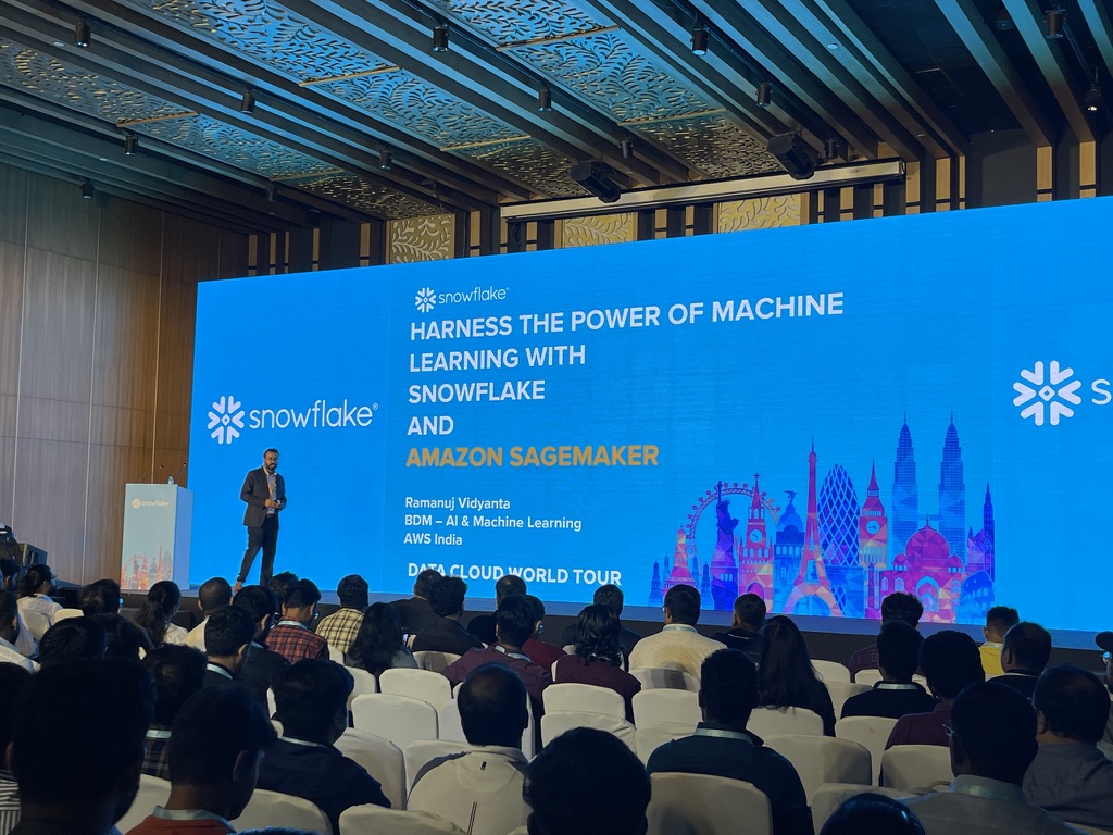 Ramanuj Vidyanta speaking at Snowflake Data Cloud World Tour